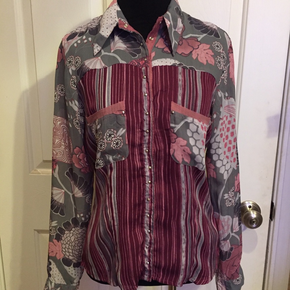 Striped and floral button down